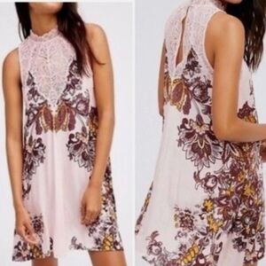 NWT FREE PEOPLE INTIMATELY MARSHA LACE SLIP DRESS BLUSH PINK MULTI SZ XS